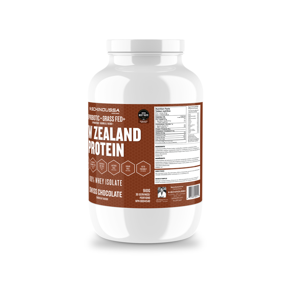 Protéine de lactosérum de Nouvelle-Zélande (907 g) – Chocolat suisse