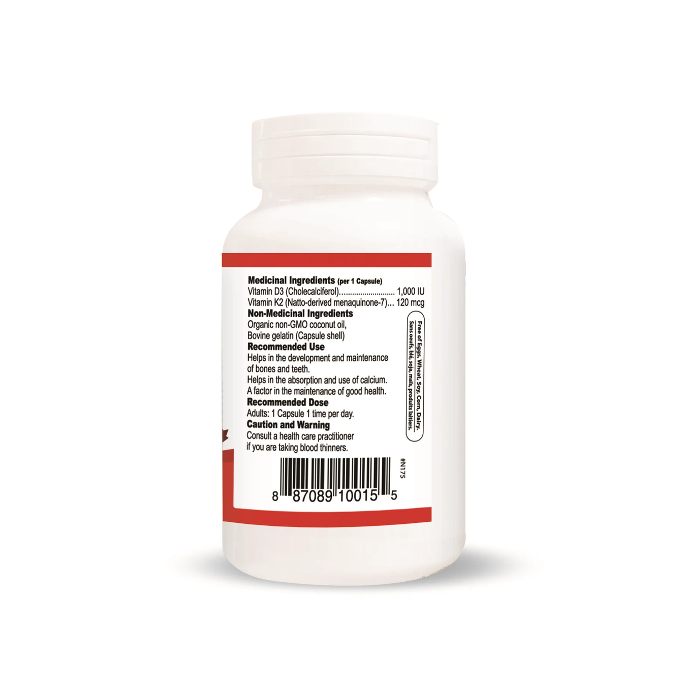 Vitamin D3-K2 with Coconut Oil (120 Softgels)