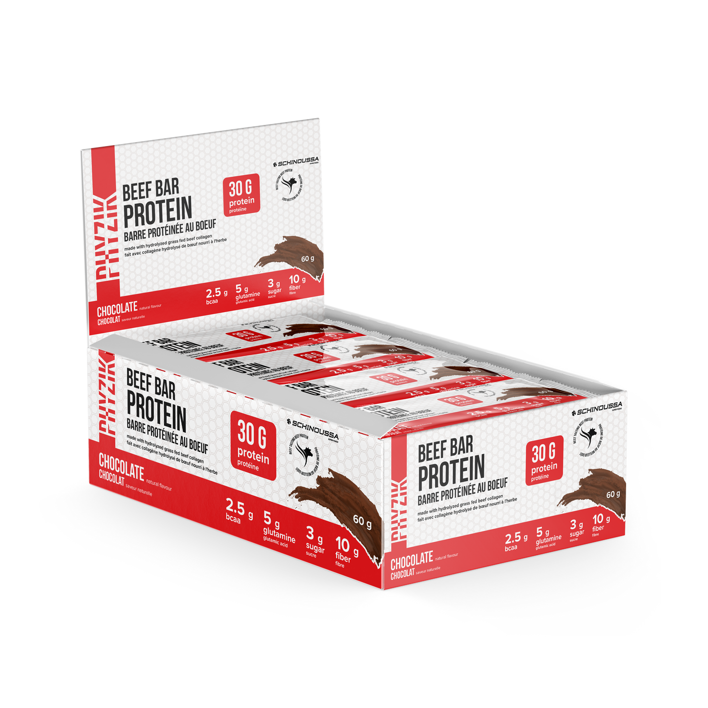 Schinoussa Supreme Protein Bar – Grass-Fed Beef Isolate Protein (Chocolate) (1 Box of 12 Bars)