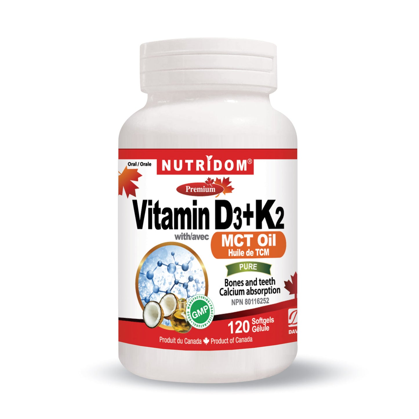 Vitamin D3-K2 with MCT Oil (Softgels)