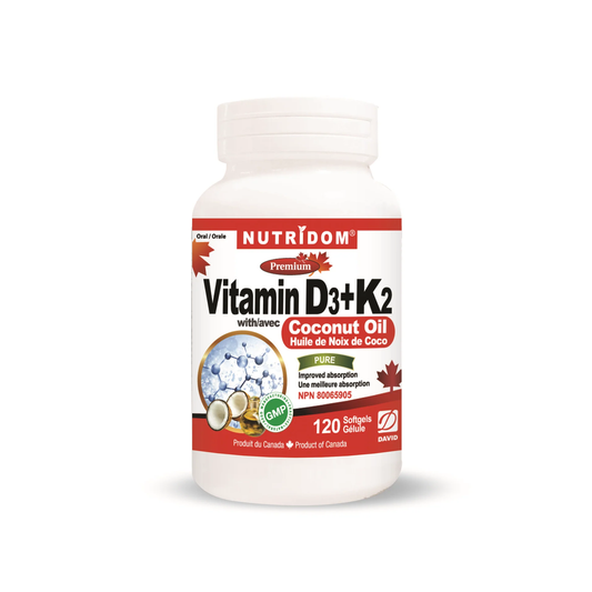 Vitamin D3-K2 with Coconut Oil (120 Softgels)
